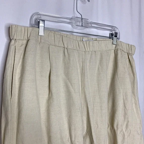 Liz Claiborne Womens Linen Blend Pants Size XL Cream Tan Natural Pockets - Picture 5 of 10